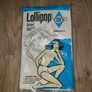 NOS VTG 1960's Lollipop SZ 10 Brief Modern Globe Cotton White Fabric Hips 46/47